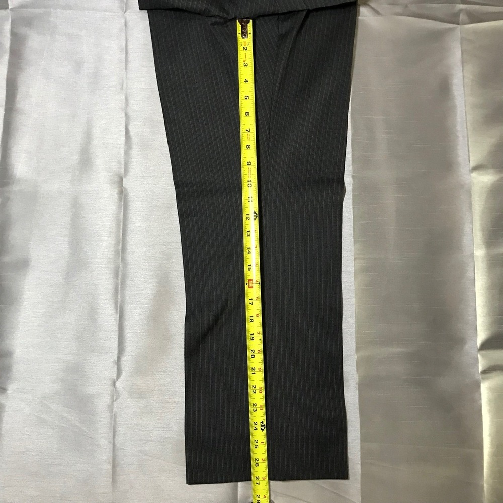 Tommy Hilfiger Mens 100% Wool Pinstripe Suit Charcoal Grey 40R Jacket 34R Pants - Picture 12 of 16